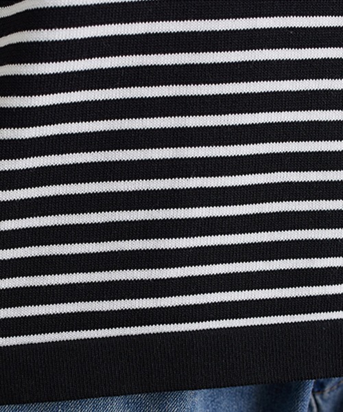 ONEP STAR(ワンピスター)の「ボーダースリットネック×ヘンリーネックTシャツ(Tシャツ/カットソー・レディース・ベージュ/オレンジ/ブラック・FREE)」の18枚目の写真