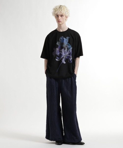 HARE(ハレ)の「【接触冷感】フラワーアートフロントプリントカット(HARE)(Tシャツ/カットソー・メンズ・グリーン/ホワイト/ブラック・FREE)」の6枚目の写真