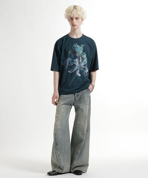 HARE(ハレ)の「【接触冷感】フラワーアートフロントプリントカット(HARE)(Tシャツ/カットソー・メンズ・グリーン/ホワイト/ブラック・FREE)」の9枚目の写真