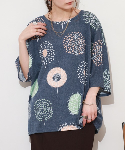 BARNDOOR(バーンドア)の「天竺ドルマン プルオーバー 26SS 半袖(Tシャツ/カットソー・レディース・ネイビー/オートミール/イエロー系/オレンジ系・FREE)」の2枚目の写真