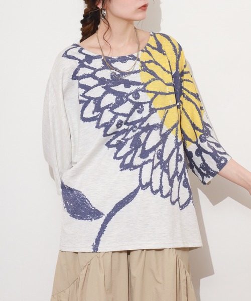 BARNDOOR(バーンドア)の「天竺ドルマン プルオーバー 26SS 半袖(Tシャツ/カットソー・レディース・ネイビー/オートミール/イエロー系/オレンジ系・FREE)」の20枚目の写真