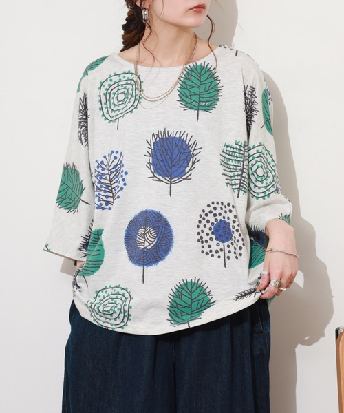 BARNDOOR(バーンドア)の「天竺ドルマン プルオーバー 26SS 半袖(Tシャツ/カットソー・レディース・ネイビー/オートミール/イエロー系/オレンジ系・FREE)」の5枚目の写真
