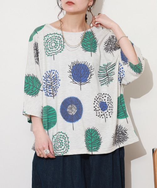 BARNDOOR(バーンドア)の「天竺ドルマン プルオーバー 26SS 半袖(Tシャツ/カットソー・レディース・ネイビー/オートミール/イエロー系/オレンジ系・FREE)」の6枚目の写真