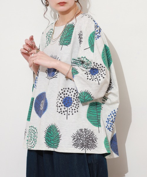 BARNDOOR(バーンドア)の「天竺ドルマン プルオーバー 26SS 半袖(Tシャツ/カットソー・レディース・ネイビー/オートミール/イエロー系/オレンジ系・FREE)」の7枚目の写真