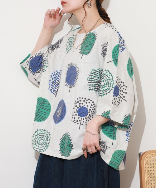 BARNDOOR(バーンドア)の「天竺ドルマン プルオーバー 26SS 半袖(Tシャツ/カットソー・レディース・ネイビー/オートミール/イエロー系/オレンジ系・FREE)」の8枚目の写真