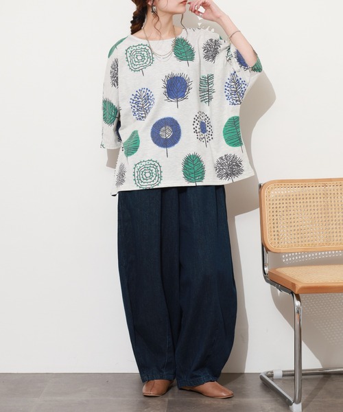 BARNDOOR(バーンドア)の「天竺ドルマン プルオーバー 26SS 半袖(Tシャツ/カットソー・レディース・ネイビー/オートミール/イエロー系/オレンジ系・FREE)」の11枚目の写真