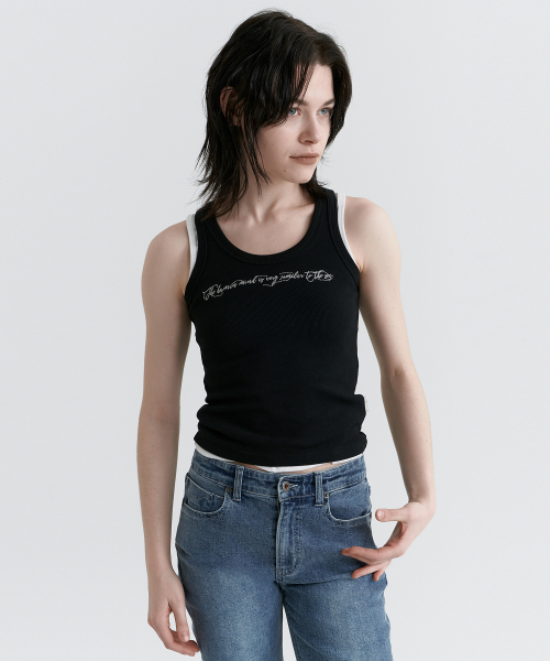 MAGOODGAN(メックウッドガン)の「スリーバー3906 ソフトリブスリムフィット ブラック 袖なしTシャツ(Tシャツ/カットソー・レディース・その他・FREE)」の1枚目の写真