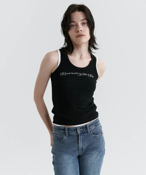 MAGOODGAN(メックウッドガン)の「スリーバー3906 ソフトリブスリムフィット ブラック 袖なしTシャツ(Tシャツ/カットソー・レディース・その他・FREE)」の3枚目の写真
