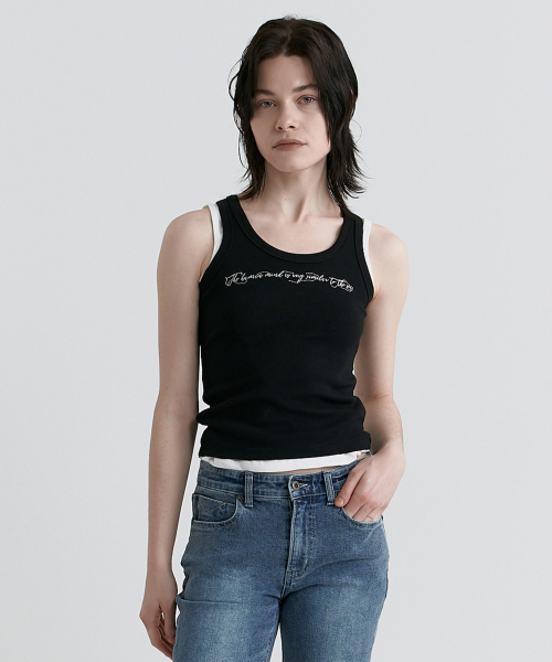MAGOODGAN(メックウッドガン)の「スリーバー3906 ソフトリブスリムフィット ブラック 袖なしTシャツ(Tシャツ/カットソー・レディース・その他・FREE)」の4枚目の写真
