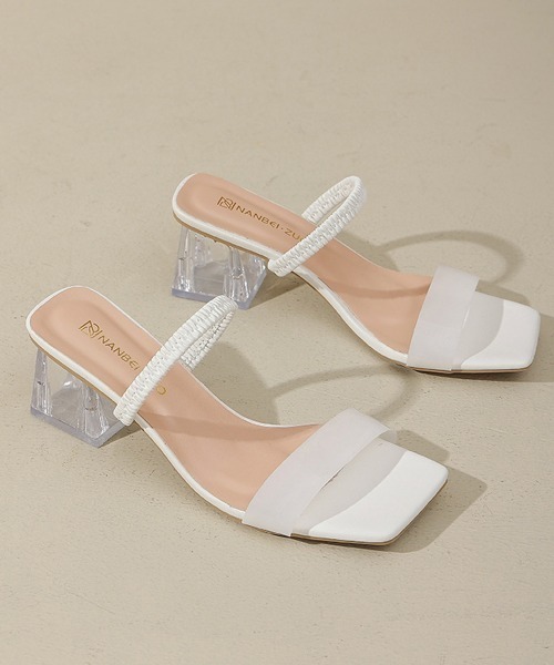 Miniministore(ミニミニストア)の「ミュールサンダル クリア太ヒール 美脚(サンダル・レディース・ホワイト/ブラック・25.0cm/24.5cm/24.0cm/23.5cm/23.0cm/22.5cm)」の4枚目の写真
