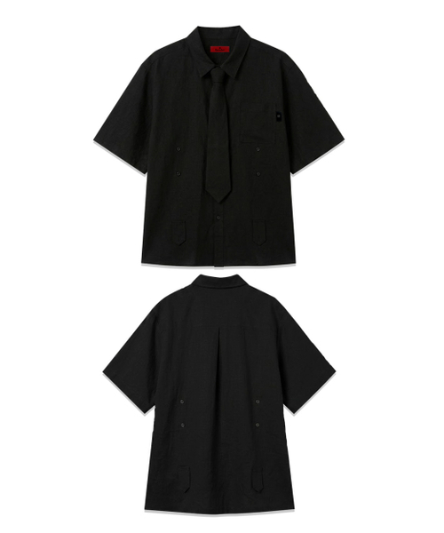 RECULER（ルキュレ）の「Bijo Point Short-Sleeved Shirts Black (Ver. Tie)（シャツ/ブラウス・レディース・その他・FREE）」の7枚目の写真