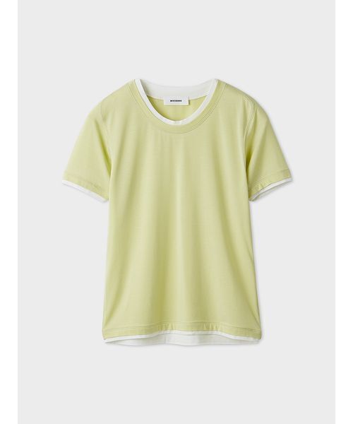 MIESROHE(ミースロエ)の「レイヤードカットTシャツ(Tシャツ/カットソー・レディース・ベージュ/その他/ライム/ホワイト・F)」の3枚目の写真
