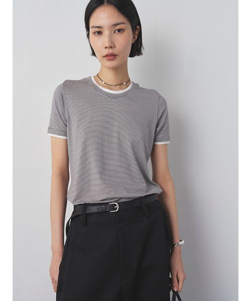 MIESROHE(ミースロエ)の「レイヤードカットTシャツ(Tシャツ/カットソー・レディース・ベージュ/その他/ライム/ホワイト・F)」の5枚目の写真