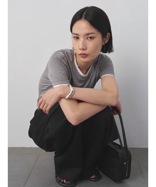 MIESROHE(ミースロエ)の「レイヤードカットTシャツ(Tシャツ/カットソー・レディース・ベージュ/その他/ライム/ホワイト・F)」の6枚目の写真