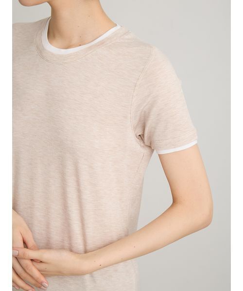 MIESROHE(ミースロエ)の「レイヤードカットTシャツ(Tシャツ/カットソー・レディース・ベージュ/その他/ライム/ホワイト・F)」の13枚目の写真