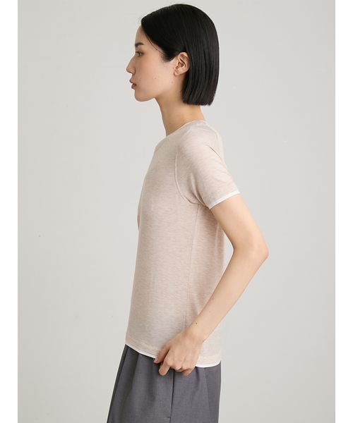 MIESROHE(ミースロエ)の「レイヤードカットTシャツ(Tシャツ/カットソー・レディース・ベージュ/その他/ライム/ホワイト・F)」の15枚目の写真