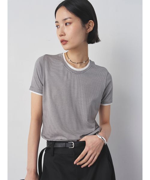 MIESROHE(ミースロエ)の「レイヤードカットTシャツ(Tシャツ/カットソー・レディース・ベージュ/その他/ライム/ホワイト・F)」の4枚目の写真
