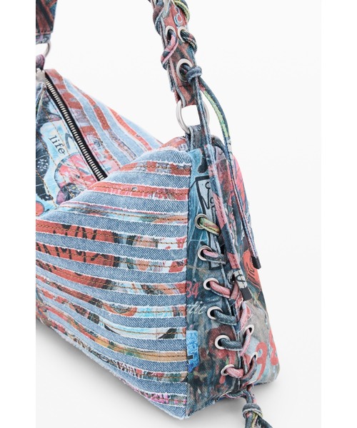 Desigual(デシグアル)の「Cat Graffiti Denim Shoulder Bag/キャットグラフィティデニムショルダーバッグ(ショルダーバッグ・レディース・マルチ・FREE)」の4枚目の写真