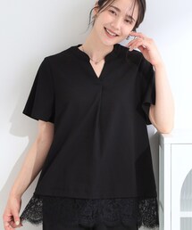 SHOO・LA・RUE | 【S-LL/洗濯機可】軽凛(かろりん)ひんやり スキッパー裾レースブラウス(シャツ/ブラウス)