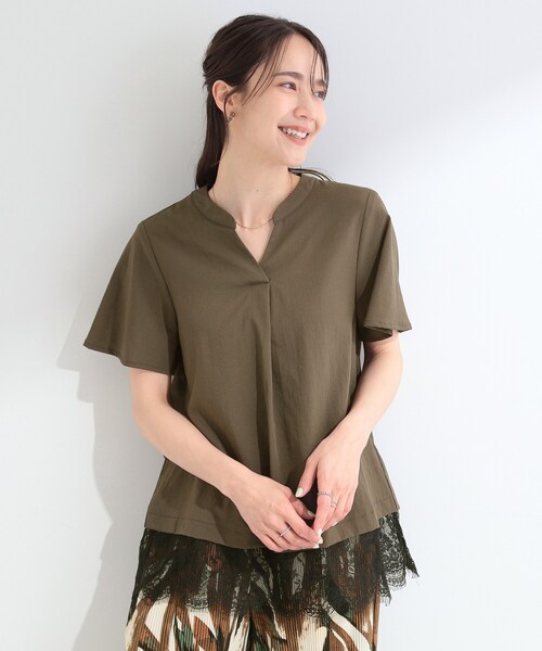 SHOO・LA・RUE（シューラルー）の「【S-LL/洗濯機可】軽凛(かろりん)ひんやり スキッパー裾レースブラウス（シャツ/ブラウス・レディース・ライトベージュ/ブラック/ブラウン系その他/イエロー系その他・04/03/02/01）」の18枚目の写真