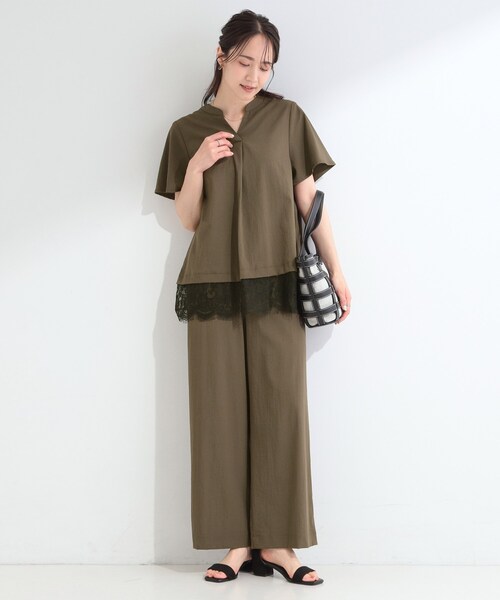 SHOO・LA・RUE（シューラルー）の「【S-LL/洗濯機可】軽凛(かろりん)ひんやり スキッパー裾レースブラウス（シャツ/ブラウス・レディース・ライトベージュ/ブラック/ブラウン系その他/イエロー系その他・04/03/02/01）」の21枚目の写真