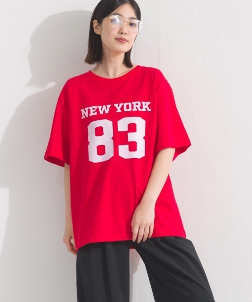 OMNES(オムネス)の「ロゴプリント半袖Tシャツ(Tシャツ/カットソー・レディース・ブラック/ネイビー/レッド/ホワイト/パープル・FREE)」の5枚目の写真