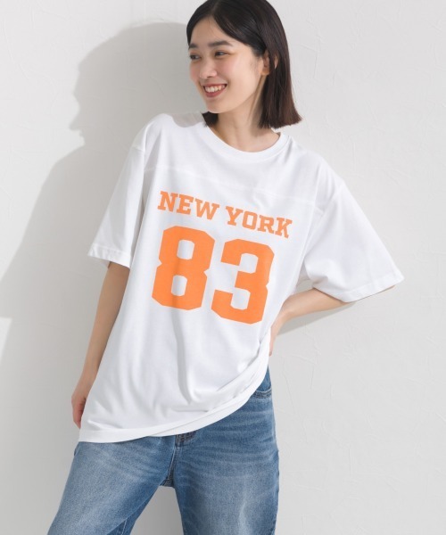 OMNES(オムネス)の「ロゴプリント半袖Tシャツ(Tシャツ/カットソー・レディース・ブラック/ネイビー/レッド/ホワイト/パープル・FREE)」の2枚目の写真