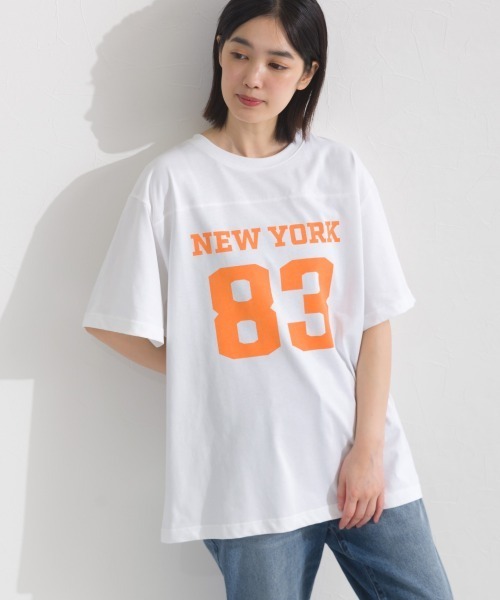 OMNES(オムネス)の「ロゴプリント半袖Tシャツ(Tシャツ/カットソー・レディース・ブラック/ネイビー/レッド/ホワイト/パープル・FREE)」の6枚目の写真