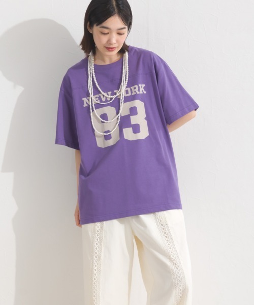 OMNES(オムネス)の「ロゴプリント半袖Tシャツ(Tシャツ/カットソー・レディース・ブラック/ネイビー/レッド/ホワイト/パープル・FREE)」の21枚目の写真