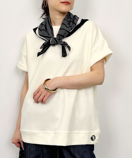 Lo-Fi(ローファイ)の「【WEB限定】スカーフ付きプルオーバー(Tシャツ/カットソー・レディース・アイボリー/チャコールグレー・M)」の21枚目の写真
