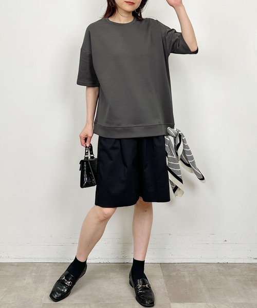 Lo-Fi(ローファイ)の「【WEB限定】スカーフ付きプルオーバー(Tシャツ/カットソー・レディース・アイボリー/チャコールグレー・M)」の3枚目の写真