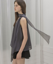 Tilda tied Charcoal Blouse