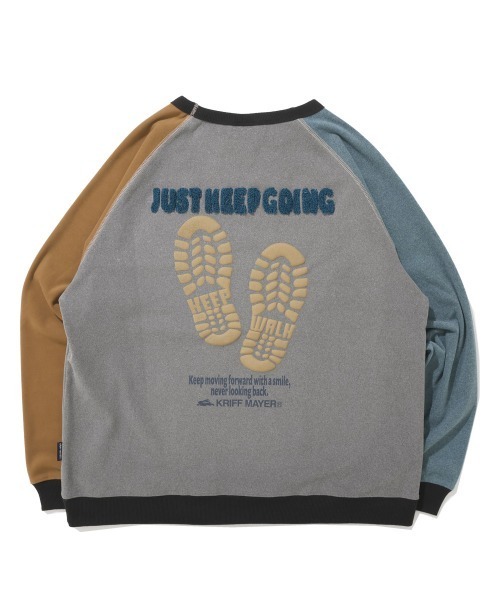 KRIFF MAYER(クリフメイヤー)の「もちのび -TOUGH & WARM-刺繍ラグランロンT(足跡)(Tシャツ/カットソー・メンズ・ナチュラル/チャコール/カラフル/グレー/キャメル・MEDIUM/X-LARGE/LARGE)」の5枚目の写真