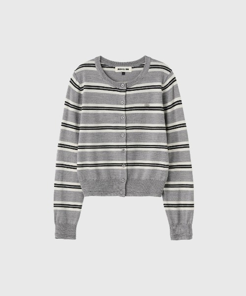 GENERAL IDEA(ジェネラルアイデア)の「GENERAL IDEA/ジェネラルアイディア MULTI STRIPE CREW NECK CARDIGAN マルチストライプクルーネックカーディガン マルチボーダー 丸首 ラウンドネック レディース 秋 秋服 2026年秋冬(カーディガン/ボレロ・レディース・ライトグレー・S/M/L)」の5枚目の写真