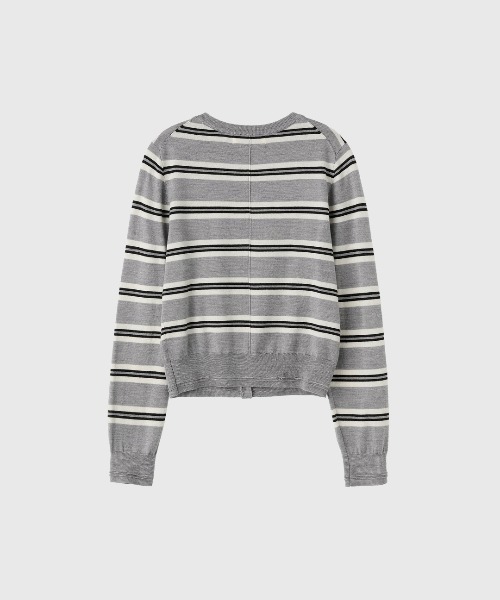 GENERAL IDEA(ジェネラルアイデア)の「GENERAL IDEA/ジェネラルアイディア MULTI STRIPE CREW NECK CARDIGAN マルチストライプクルーネックカーディガン マルチボーダー 丸首 ラウンドネック レディース 秋 秋服 2026年秋冬(カーディガン/ボレロ・レディース・ライトグレー・S/M/L)」の6枚目の写真