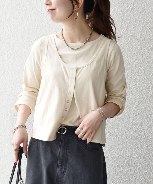 SHIPS any(シップス エニィ)の「SHIPS any:〈洗濯機可能〉レイヤード ロングスリーブ TEE × タンク セット(Tシャツ/カットソー・レディース・ワイン/チャコールグレー/ナチュラル・ONE SIZE)」の17枚目の写真