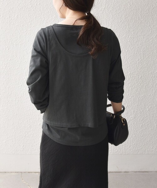 SHIPS any(シップス エニィ)の「SHIPS any:〈洗濯機可能〉レイヤード ロングスリーブ TEE × タンク セット(Tシャツ/カットソー・レディース・ワイン/チャコールグレー/ナチュラル・ONE SIZE)」の22枚目の写真