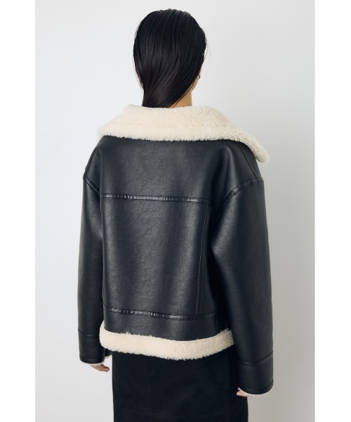 AZUL by moussy（アズールバイマウジー）の「【不動の人気アウターがついに予約開始】【着丈バリエ】フェイクムートンB-3ブルゾン　秋服　冬服　ボア　レザー（ブルゾン・レディース・ブラック/カーキ/ベージュ・SMALL/MEDIUM）」の8枚目の写真