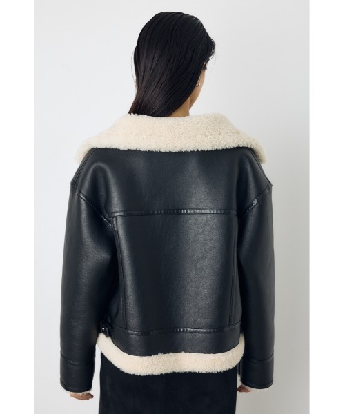 AZUL by moussy（アズールバイマウジー）の「【不動の人気アウターがついに予約開始】【着丈バリエ】フェイクムートンB-3ブルゾン　秋服　冬服　ボア　レザー（ブルゾン・レディース・ブラック/カーキ/ベージュ・SMALL/MEDIUM）」の9枚目の写真