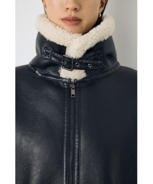 AZUL by moussy（アズールバイマウジー）の「【不動の人気アウターがついに予約開始】【着丈バリエ】フェイクムートンB-3ブルゾン　秋服　冬服　ボア　レザー（ブルゾン・レディース・ブラック/カーキ/ベージュ・SMALL/MEDIUM）」の18枚目の写真