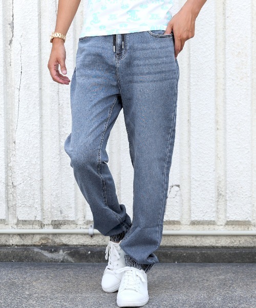 LUXSTYLE（ラグスタイル）の「ニットデニムストレッチジョガーパンツ（デニムパンツ・メンズ・ブルー/ブルー系その他/インディゴブルー・L/M/XL/S）」の2枚目の写真