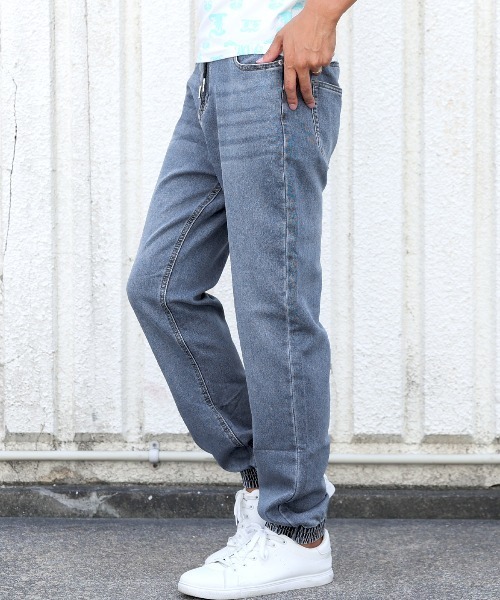 LUXSTYLE（ラグスタイル）の「ニットデニムストレッチジョガーパンツ（デニムパンツ・メンズ・ブルー/ブルー系その他/インディゴブルー・L/M/XL/S）」の5枚目の写真