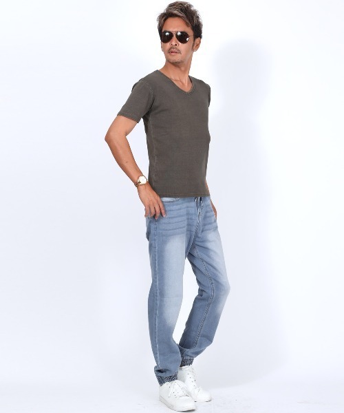 LUXSTYLE（ラグスタイル）の「ニットデニムストレッチジョガーパンツ（デニムパンツ・メンズ・ブルー/ブルー系その他/インディゴブルー・L/M/XL/S）」の9枚目の写真