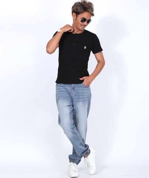 LUXSTYLE（ラグスタイル）の「ニットデニムストレッチジョガーパンツ（デニムパンツ・メンズ・ブルー/ブルー系その他/インディゴブルー・L/M/XL/S）」の10枚目の写真