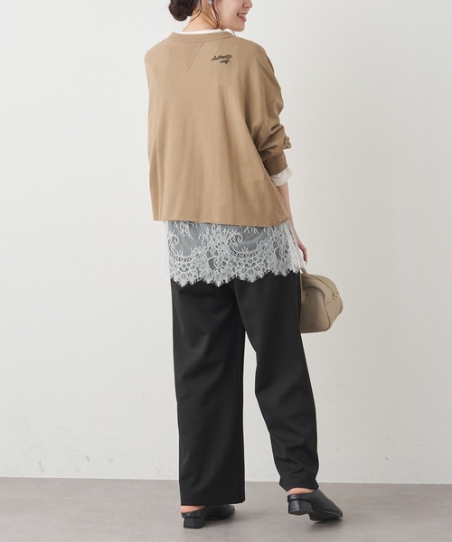 PUAL CE CIN（ピュアルセシン）の「レースヘムシアーワッフルカットソー（Tシャツ/カットソー・レディース・アイボリー/スミクロ・FREE）」の10枚目の写真