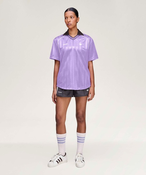 アディダス　Tシャツ　半袖　リンガー　パープル　くすみ adidas Originals by Wales Bonner サッカー半袖Tシャツ / アディダス