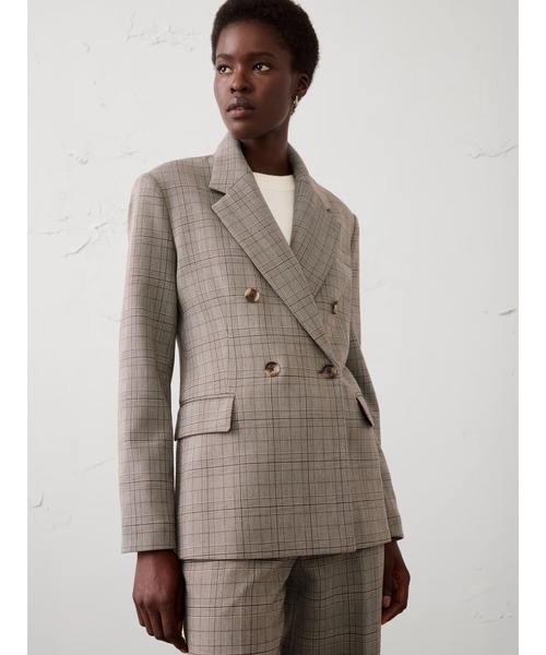 BANANA REPUBLIC FACTORY STORE（バナナリパブリック ファクトリーストア）の「BANANA REPUBLIC FACTORY STORE　　ダブルウィーブダブルブレストブレザー（テーラードジャケット・レディース・グレー/ブラウン・8/0/6/4/2）」の2枚目の写真
