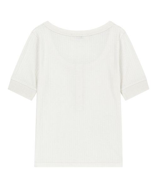 FOR THE WEATHER(フォーザウェザー)の「ディープUネック配色Tシャツ(アイボリー)(Tシャツ/カットソー・レディース・その他・ONE SIZE)」の3枚目の写真