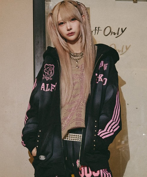 GALFY(ガルフィー)の「【GALFY/ガルフィー】全力汚し部パーカー(パーカー・メンズ・ブラック×ピンク/ブラック/杢グレー・XXL/XL/L)」の2枚目の写真