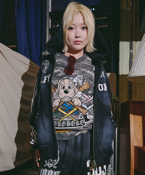 GALFY(ガルフィー)の「【GALFY/ガルフィー】全力汚し部パーカー(パーカー・メンズ・ブラック×ピンク/ブラック/杢グレー・XXL/XL/L)」の16枚目の写真